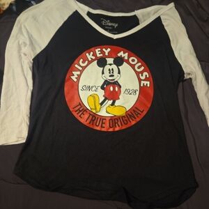 Disney Black and White Mickey Mouse Raglan Tee